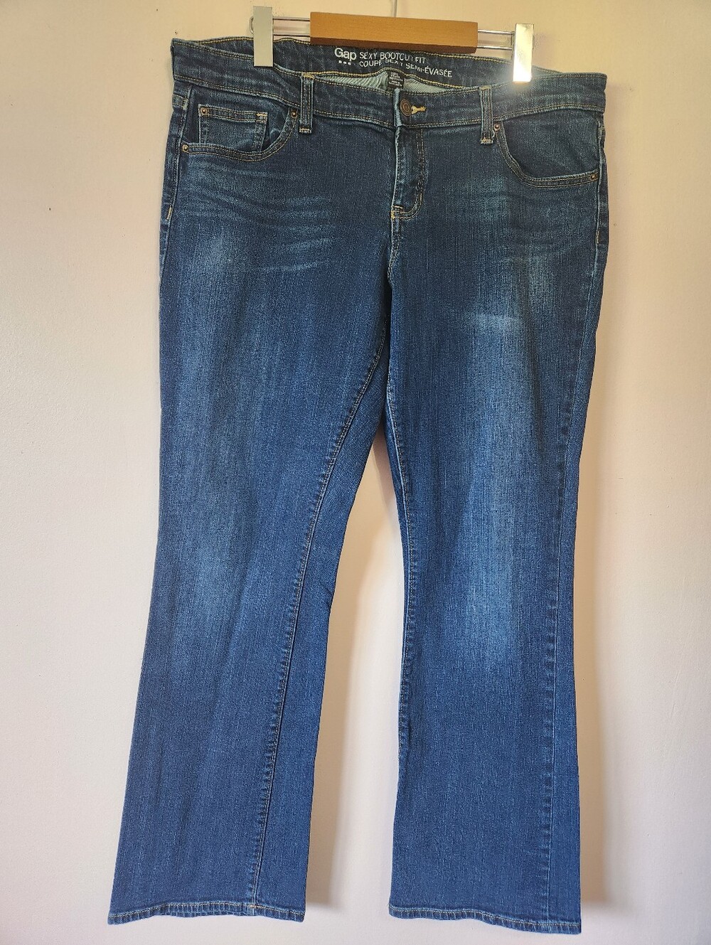 Gap Sexy Bootcut Jeans Dark Indigo Wash Stretch Denim Size 16 33 R Western Y2K